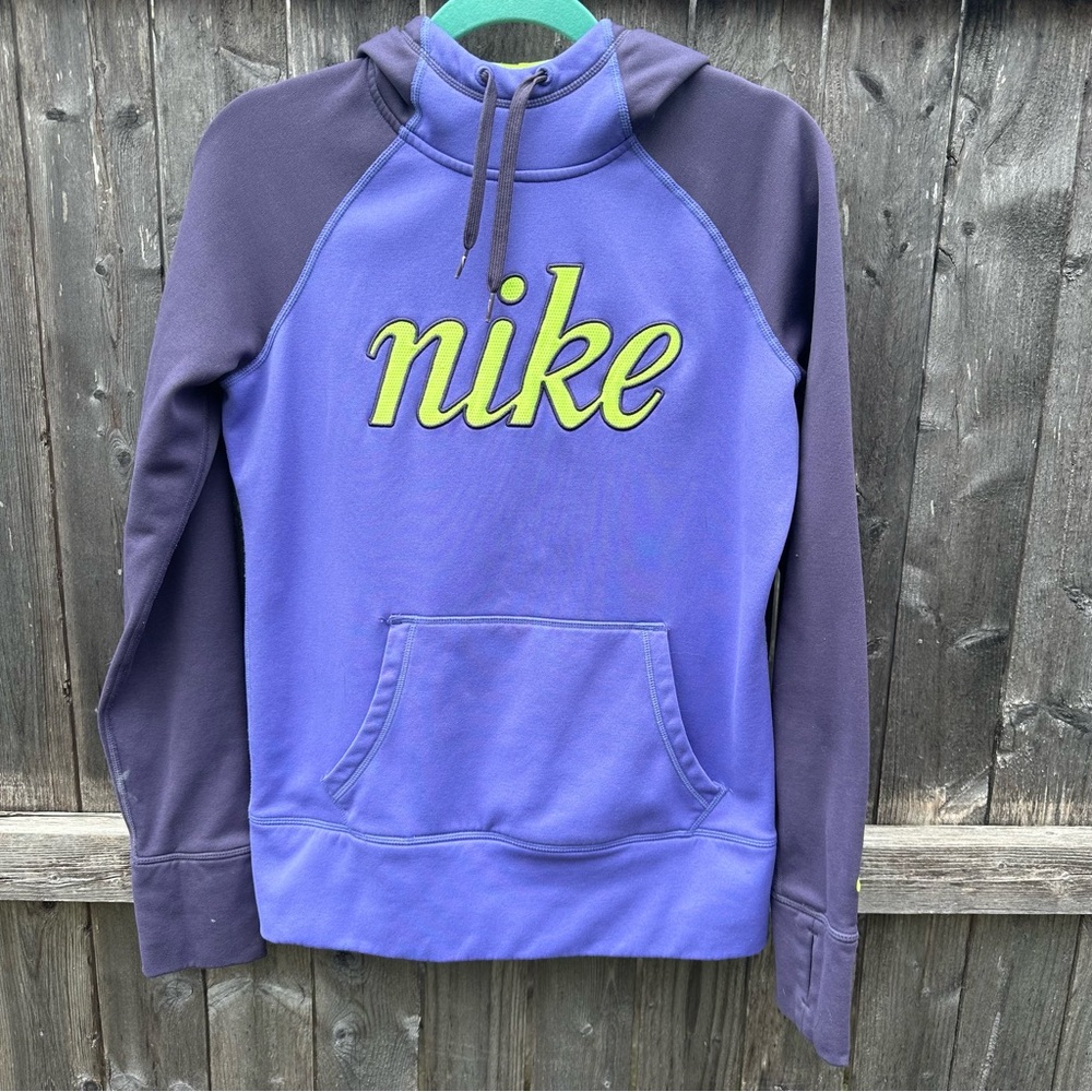 Nike Therma-Fit Womens All Time Fleece Script Hoodie Long Sleeve Thumbholes Sz S